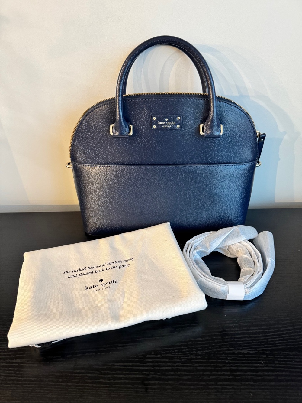 kate spade Navy Pebbled Leather Dome Satchel